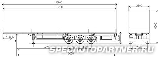 МАЗ-975830-3012 полуприцеп бортовой тентованный трехосный