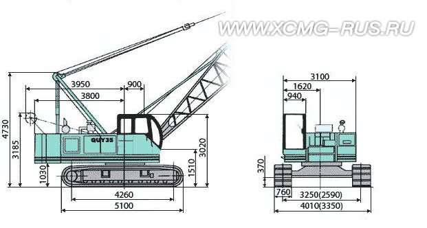 Размеры крана XCMG QUY35