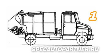 КО-442 мусоровоз с опрокидывателем на шасси ЗИЛ 5301В2 Бычок (Мценский Коммаш)