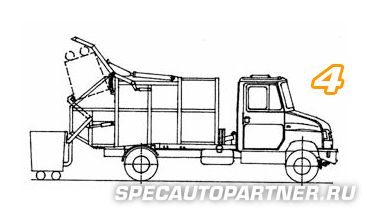 КО-442 мусоровоз с опрокидывателем на шасси ЗИЛ 5301В2 Бычок (Мценский Коммаш)