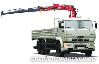 КАМАЗ-65117 бортовой 6x4 с КМУ AmcoVeba 817 4S