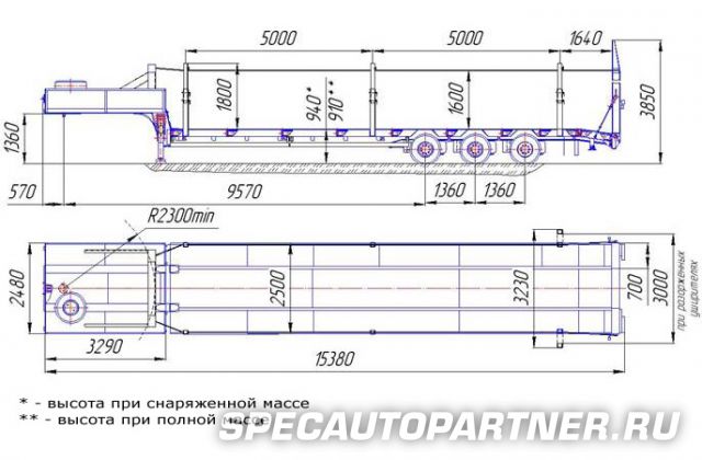 HARTUNG-9433.16-000 00 10 полуприцеп-тяжеловоз трал низкорамный