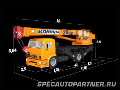 КС-45719-8А автокран Клинцы на шасси КАМАЗ-53605