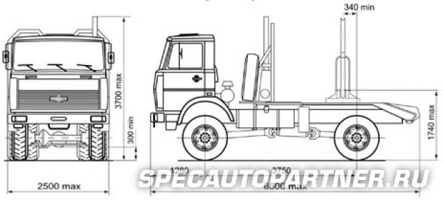 МАЗ-543403-220 лесовоз 4x4