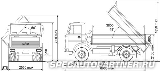 МАЗ-555132-325 самосвал 4х2 с трехсторонней разгрузкой