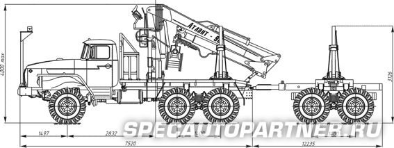 5960-0000010-01 тягач лесовозный с гидроманипулятором на шасси Урал 43204-1112-41 (6x6)