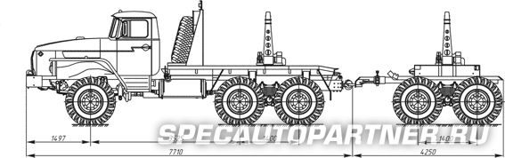 5960-0000010-04 тягач трубовозный на шасси УРАЛ 55571-1152-40 (6x6)