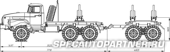 5960-0000010-06 тягач трубоплетевозный на шасси УРАЛ 43204-1153-41 (6x6)