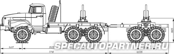 5960-0000010-07 тягач трубовозный на шасси УРАЛ 55571-1151-41 (6x6)