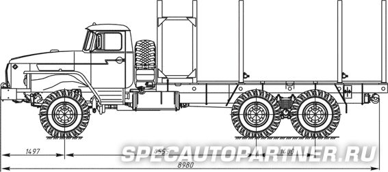 6902-0000010-02 сортиментовоз на шасси УРАЛ 4320-1951-40 (6х6)
