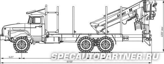 6902-0000011-03 сортиментовоз с гидроманипулятором на шасси УРАЛ 4320-1951-40 (6x6)