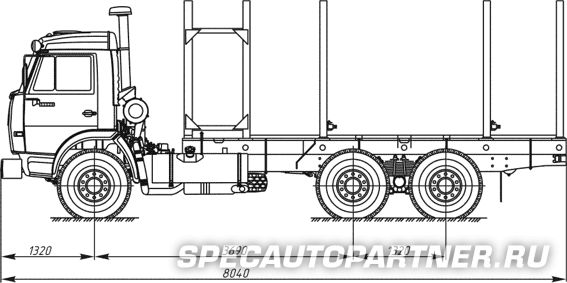 69021-0000010 сортиментовоз на шасси КАМАЗ 53229-1050-13 (6x4)